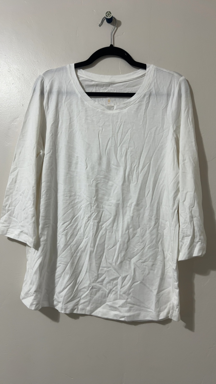Belle Women's White Long Sleeve Cotton Top Medium